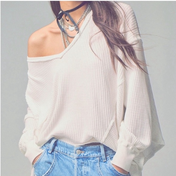 Free People Tops - Free People Deep Notch Neck Thermal Tee